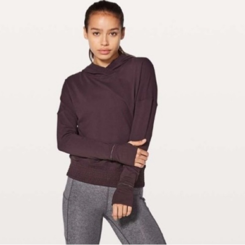 Lululemon Lead The Pack Hoodie Rulu Black Cherry Purple Running Stretch Sz 4